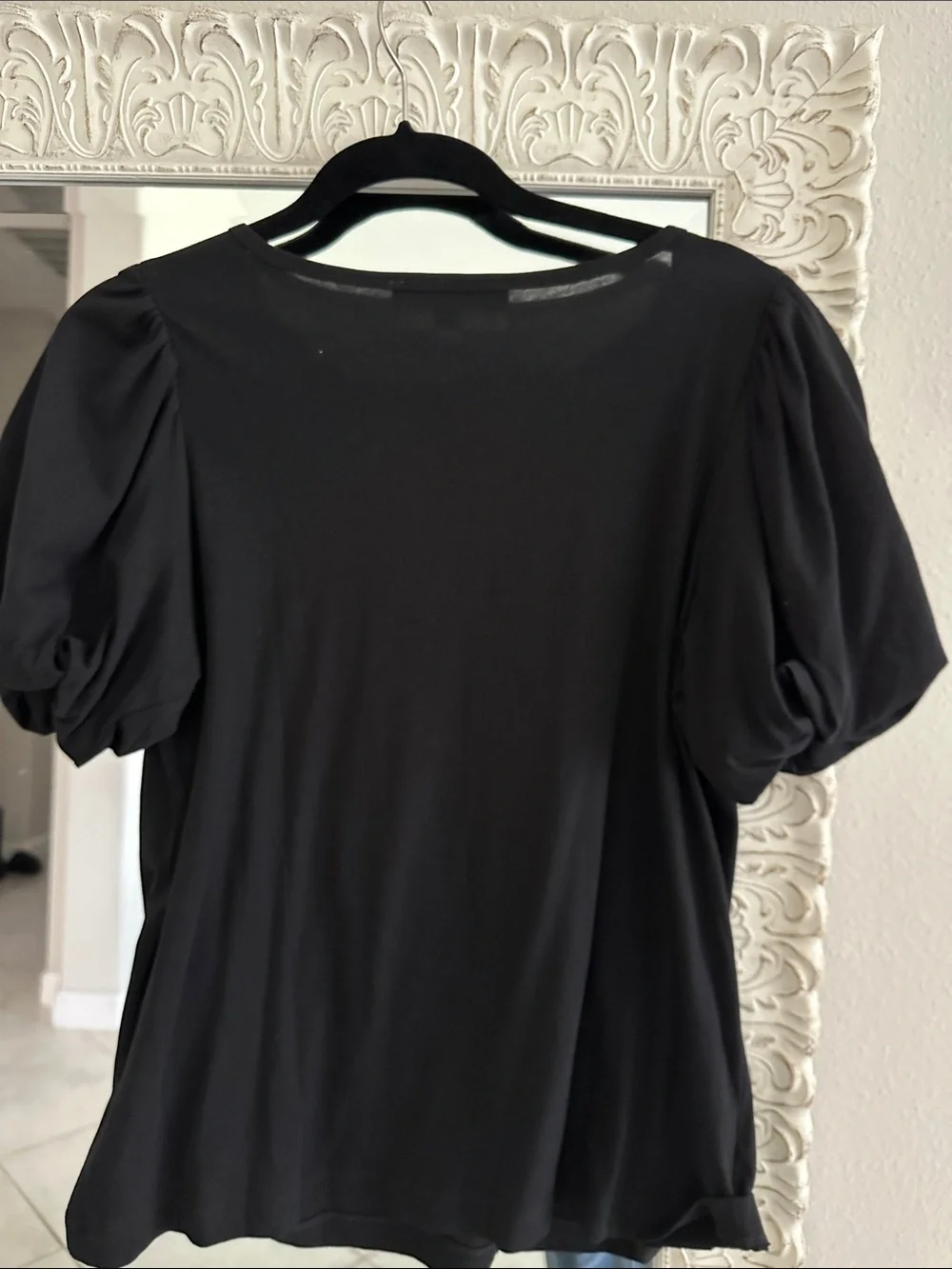 LOFT Black Puff Sleeve Cotton Blouse